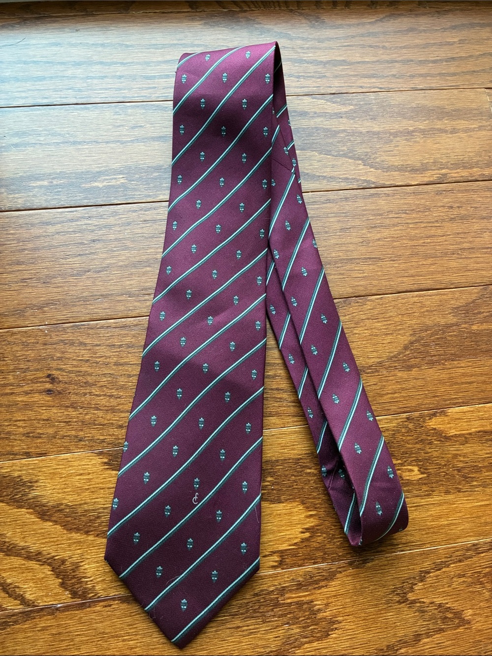 Only Men's Maroon Tie with Grey Accent Stripes